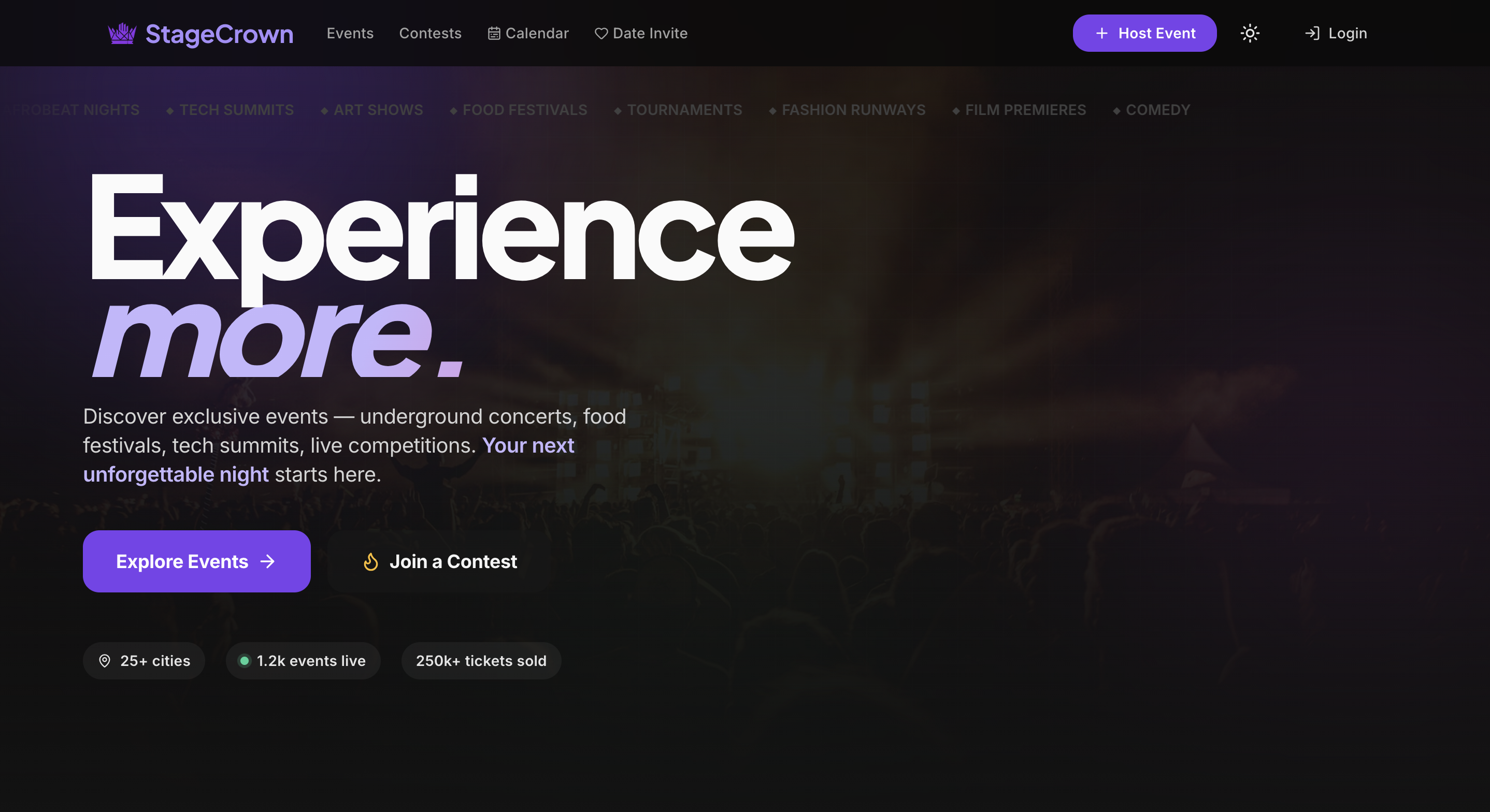 StageCrown — African event discovery and ticketing platform